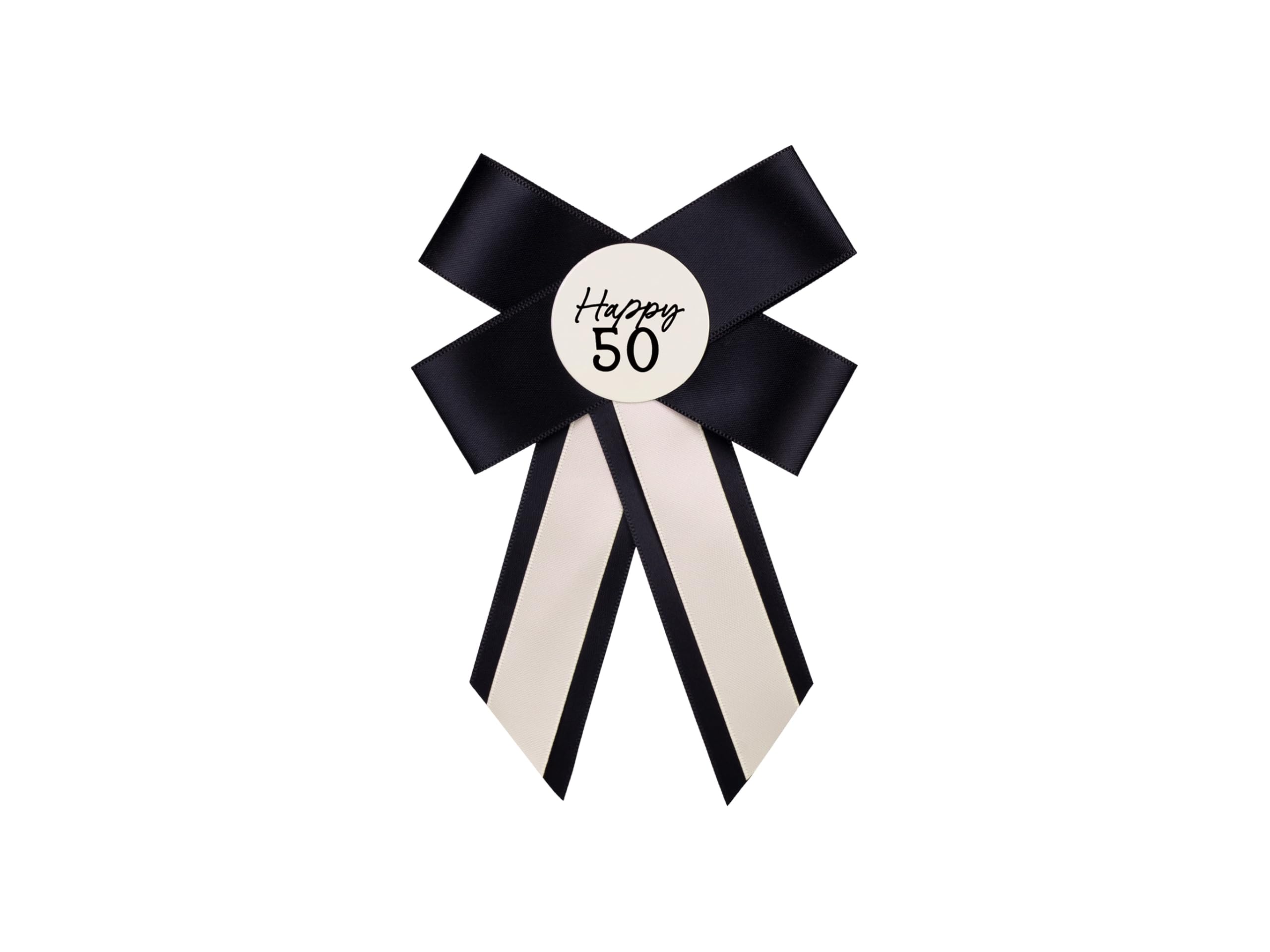 Elegant Cream and Black 50th Birthday Rosette Badge - Stylish Keepsake for Celebrating Milestone Birthdays
