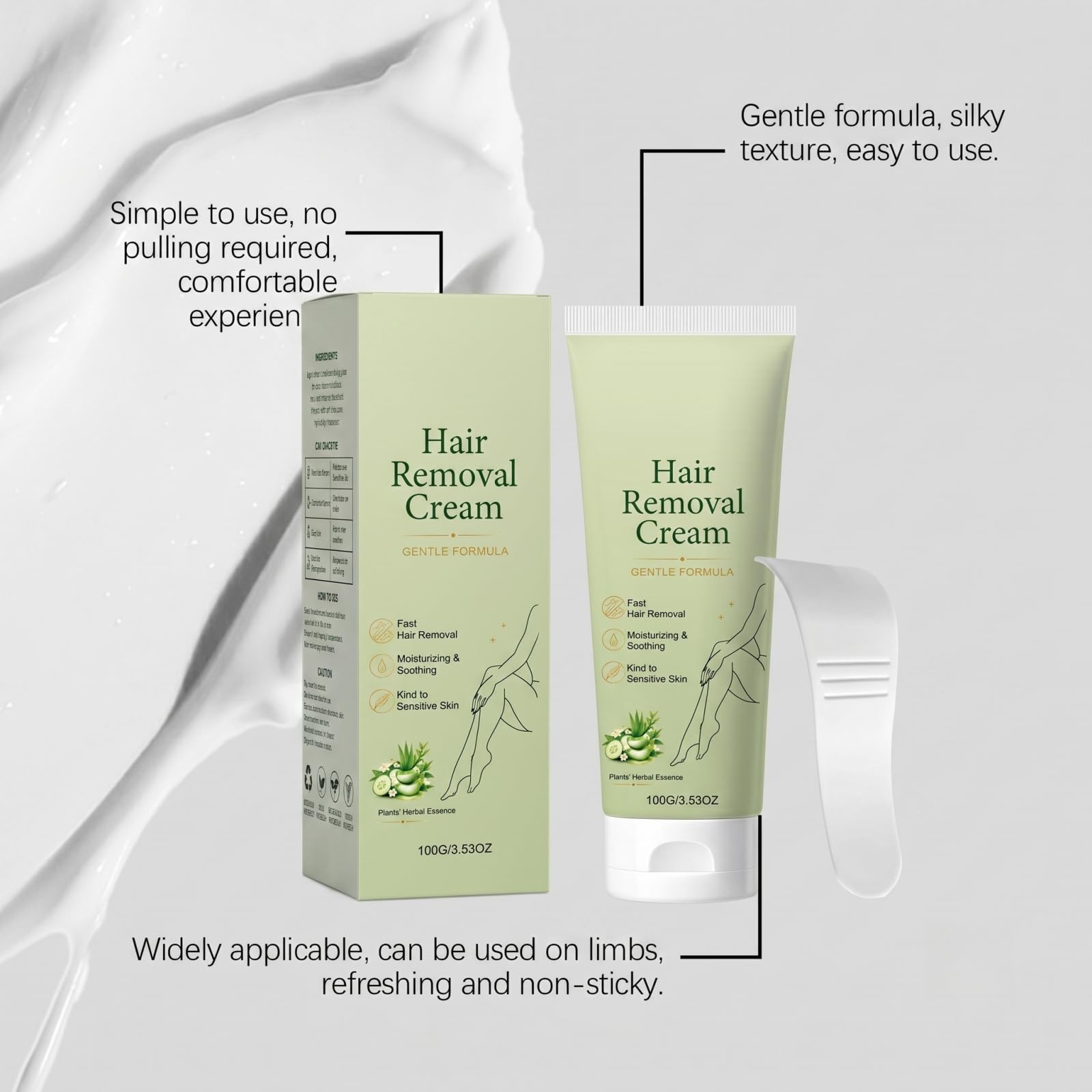 Crema depilatoria delicata con aloe vera, per una depilazione del viso impeccabile nelle donne. Indolore e veloce, adatto per gambe, ascelle, maglia, labbro superiore (6 pezzi)