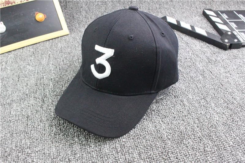 Utaly Embroidered 3 Number Dad Hat for Women Men Adjustable Streetwear Hip Hop Cap Chance-The Rapper 3 Baseball Cap Black - Image 2