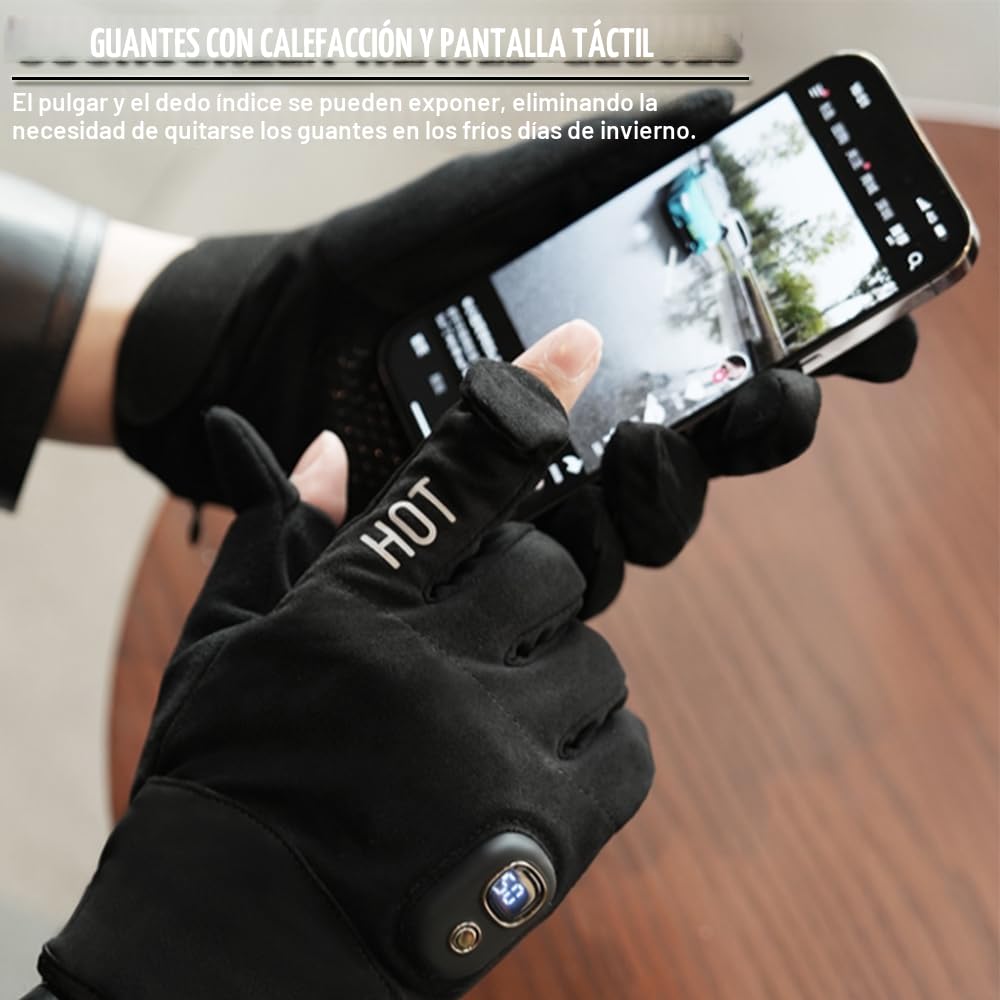 OBEST Guantes calefactables para hombres y mujeres, guantes de esquí con calefacción, para bicicleta o moto, 5 V, 2000 mAh, recargables, 5 niveles, para escalada, senderismo