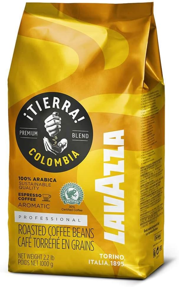 Lavazza ¡TIERRA! Colombia 100% Arabica Whole Bean Espresso, Coffee, 2.2 Pound ,Notes of tropical fruit are accompanied by scents of lime peel and jasmine