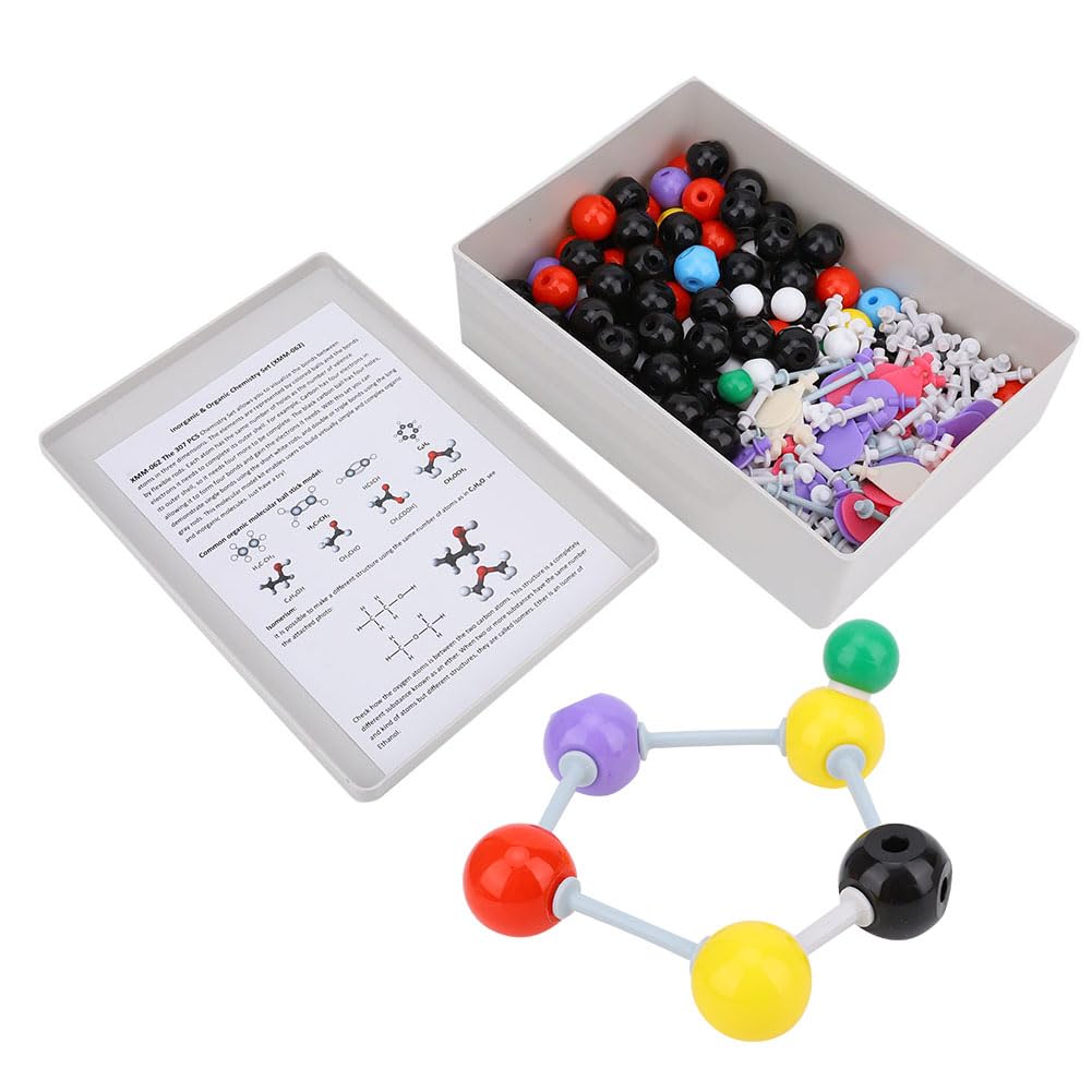 Kit de modèles moléculaires pour chimie organique et inorganique, type boule et bâton, ensemble de 206 pièces avec atomes et liaisons pour étudiants et enseignants