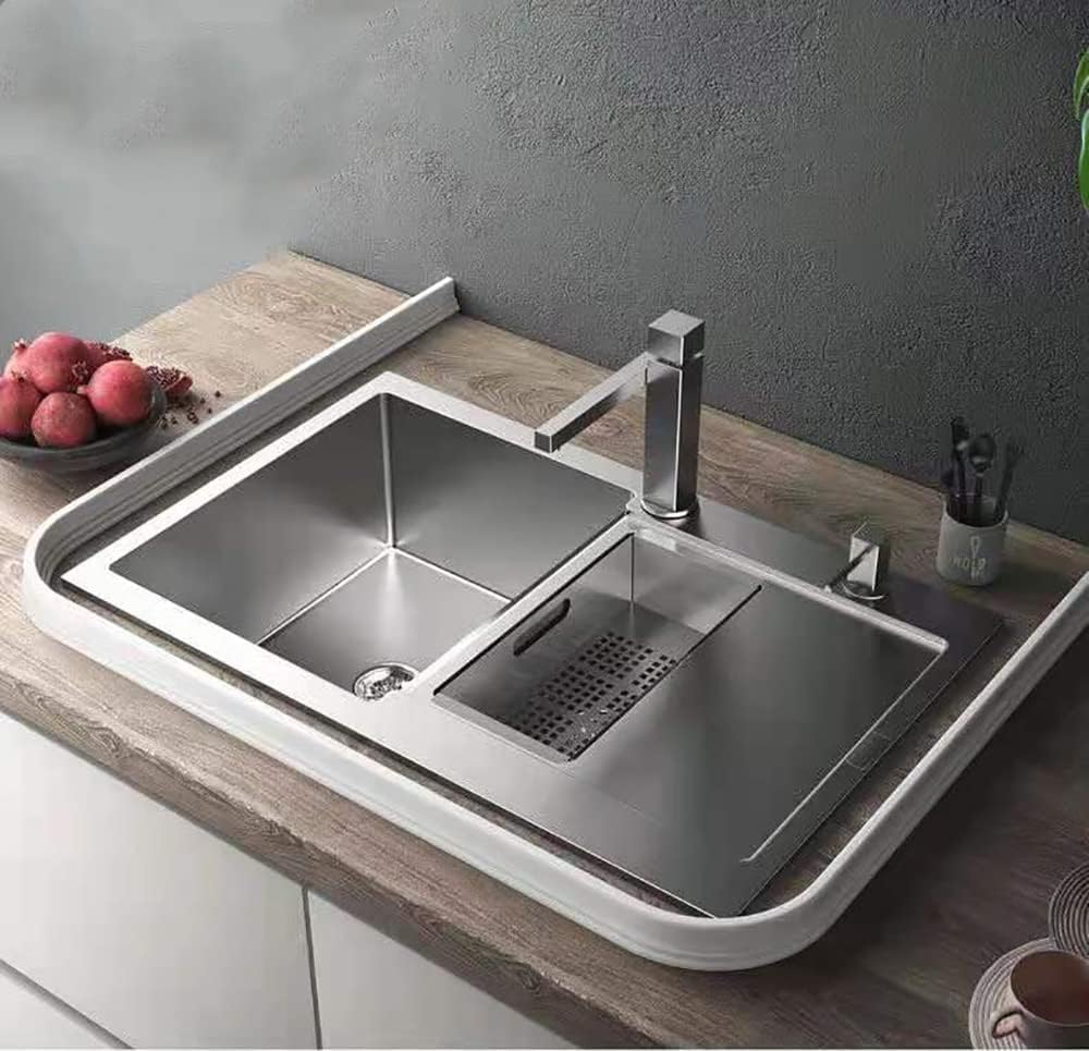 Wet Room - Protector de sellado de suelo – Barrera de ducha de silicona y umbral de presa, tiras de fijación plegables ajustables para baños, topes de agua flexibles para encimeras, color gris