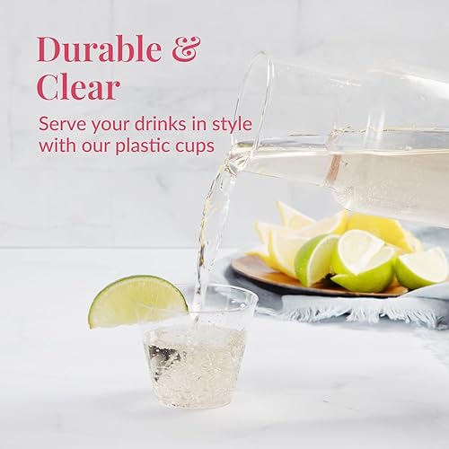Miniatura 2 de Prestee Paquete de 400 vasos pequeños de plástico transparente, vasos de cóctel desechables de 5 onzas, vasos de plástico apilables para servir