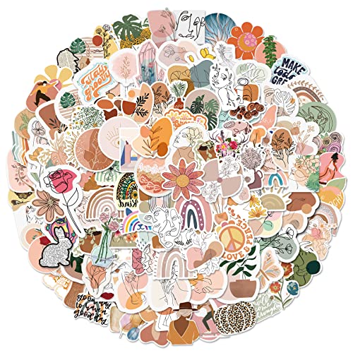 200Pcs Boho Aesthetic Stickers, Minimalist Abstract Line Art Decor Stickers for Adults Teens, Graffiti Vinyl Stickers Decals for Water Bottle Laptop Phone Guitar Skateboard