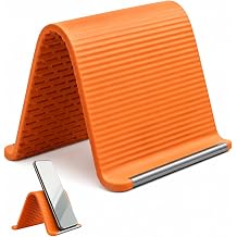 CZFDHP Flexible Silicone Phone Holder, Adjustable Viewing Angle for Desk and Treadmill Use, Portable Foldable Stand for Travel with Multi Device Compatibility, Bendable Orange Phone Stand