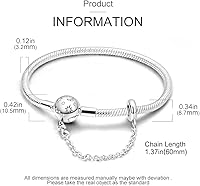 Vista 2 de Parmuz Pulsera de plata de ley 925 con dije de cadena de serpiente, ojo malvado, atrapasueños, llave, cierre de corazón, dije de viaje, momentos