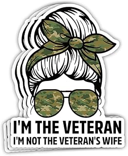 MAIANEY (3 Pcs) I'm The Veteran not The Veteran's Wife Sticker 3" Military Army Female Honor Proud Woman Veteran Gifts Decorations Laptop Water Bottle Tumbler Phone Car Window