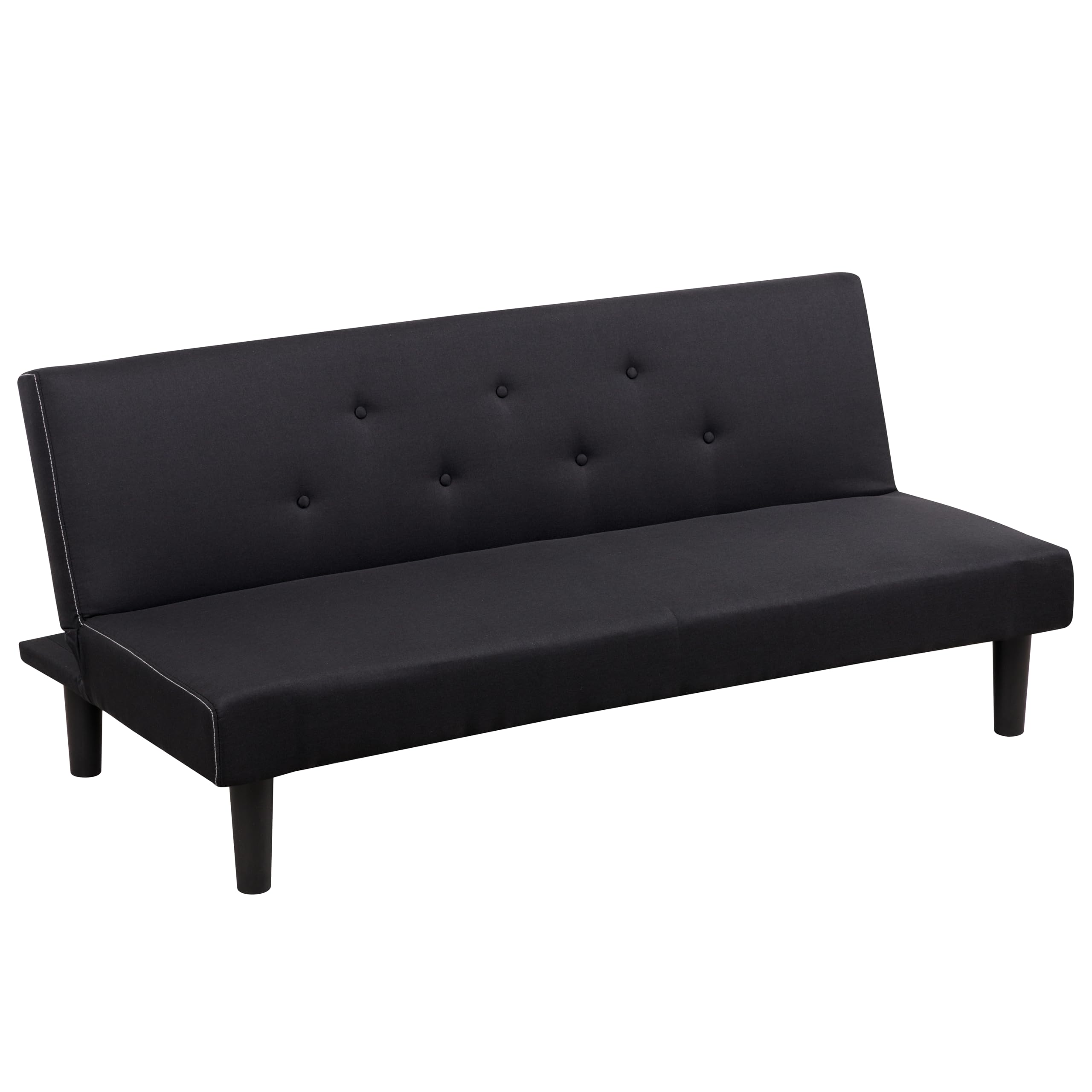 Baroni Home Sofá Cama 3 Plazas Tejido Convertible en Cama Acolchada, Sofá Reclinable con Patas de Plástico para Salón, Habitación de Invitados, Apertura 93 cm, 167x70x77 cm, (Negro)