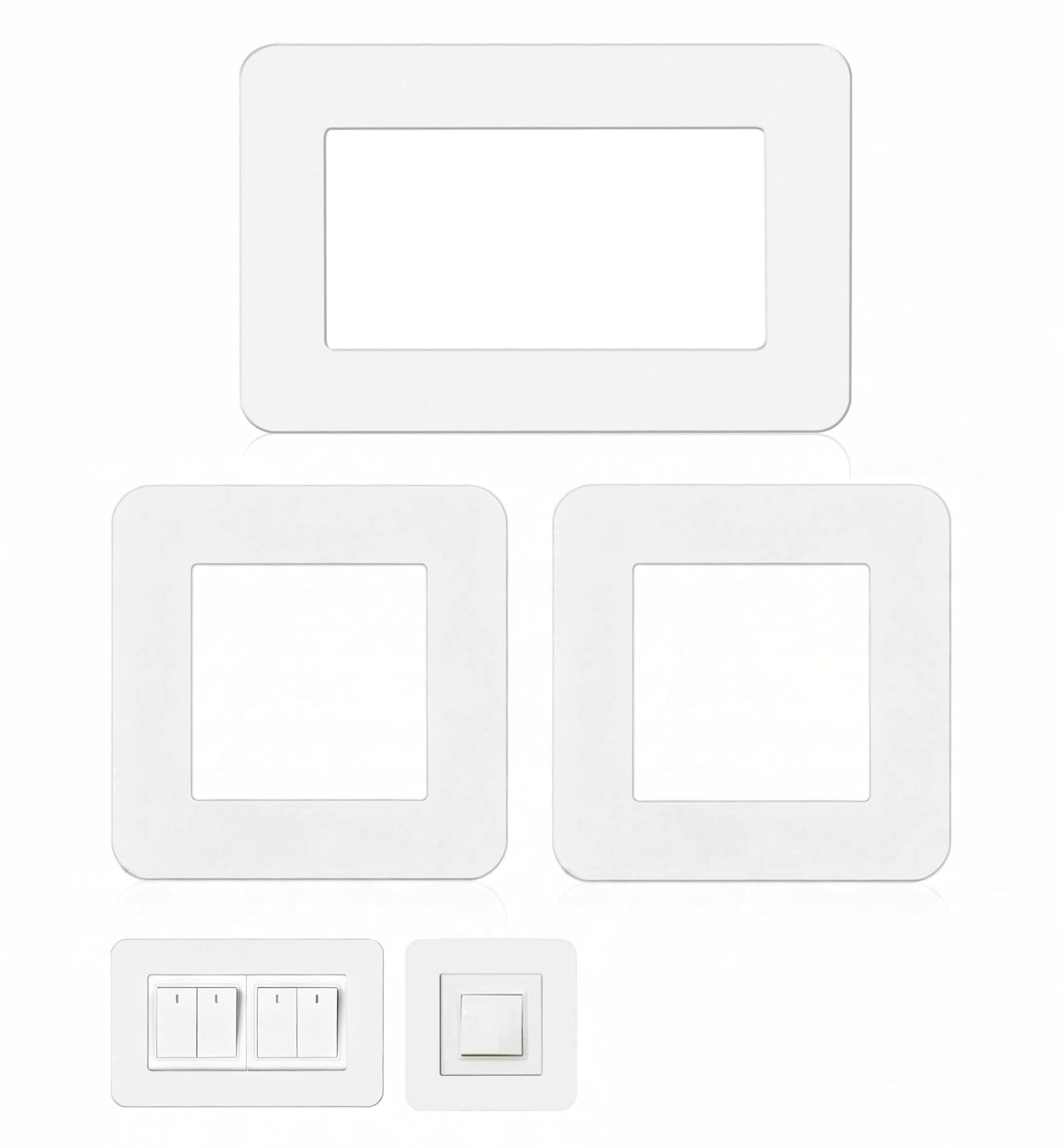 Minwegi White Double Socket Surround, Light Switch Surround, 3-Pack Acrylic Switch And Socket Cover Plates, Decorative Frame For Wall Sockets And Light Switches, Self-Adhesive, Easy Installation