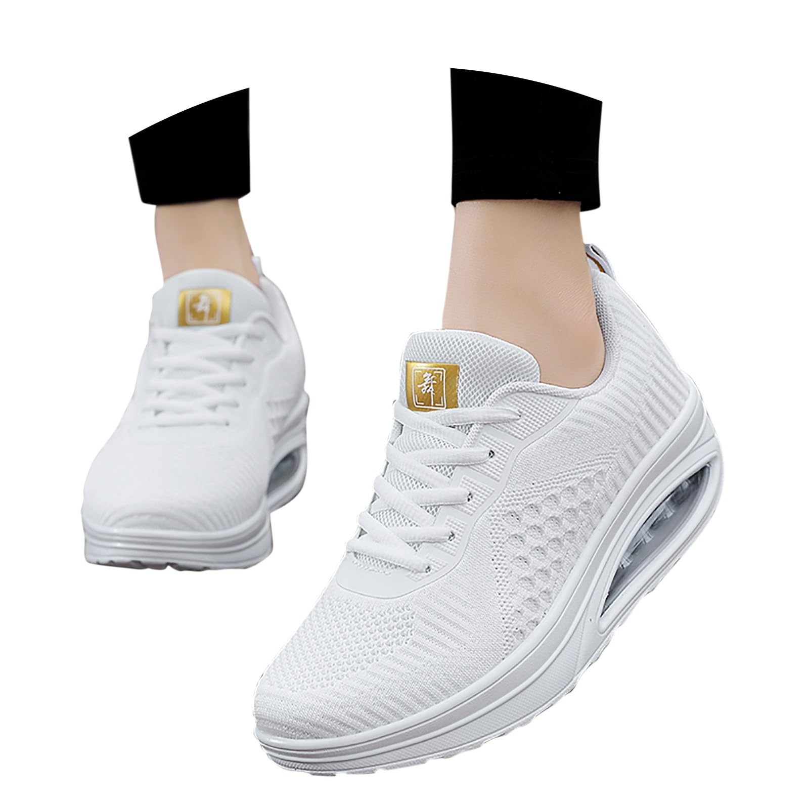 Women's Slip On Sneakers with Arch Support for Women Fly Mesh Orthopedic Running Lace Up Shoes Square Dancing Shoes Sports Casual Mom Womens Canvas Sneaker All Seasons Outdoor Wear Casual 8 White