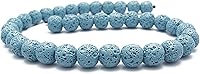 Vista 8 de Cuentas sueltas de piedra de lava lisas, cuentas redondas de roca de lava de colores, piedras preciosas volcánicas para hacer joyas hechas a mano