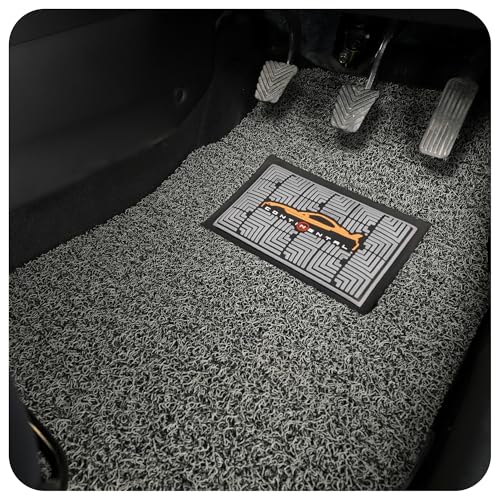 Image of CONTINENTAL [Duramat Curly] Universal Single Driver Side Car Mat only - Premium Waterproof PVC Cushions Car Floor Mat for All Cars (Grey & Black)