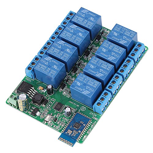 Placa de Relé Bluetooth, DC 12V 10A Relé Bluetooth de 8 Canales Compatible con Teléfonos Android con Bluetooth 4.0 de Teléfono Móvil Bluetooth, Control Remoto Inalámbrico, Interruptor de Relé Cover