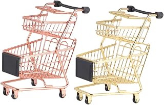 ABOOFAN 2 Peças Mini Carrinho De Compras Vans Para Crianças Micro Vagões Infantis Modelos De Metal Para Crianças Vagão De Dois Andares Carrinho Infantil Para Crianças Mini Carrinho Cesta