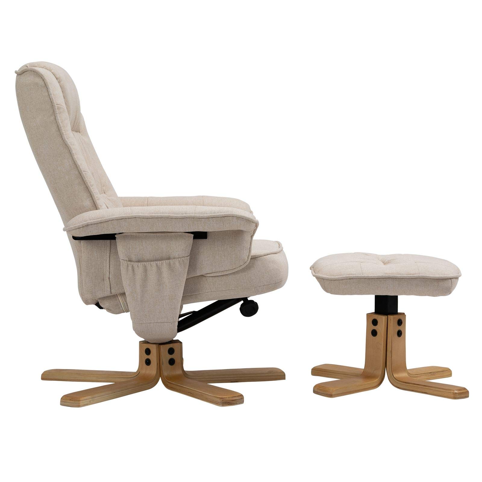 IDIMEX Relaxsessel Charly mit Hocker drehbar neigungsverstellbar beige [Max. Belastbarkeit 100 kg] für Wohnzimmer, TV-Sessel Fernsehsessel mit Liegefunktion Polstersessel und Hocker