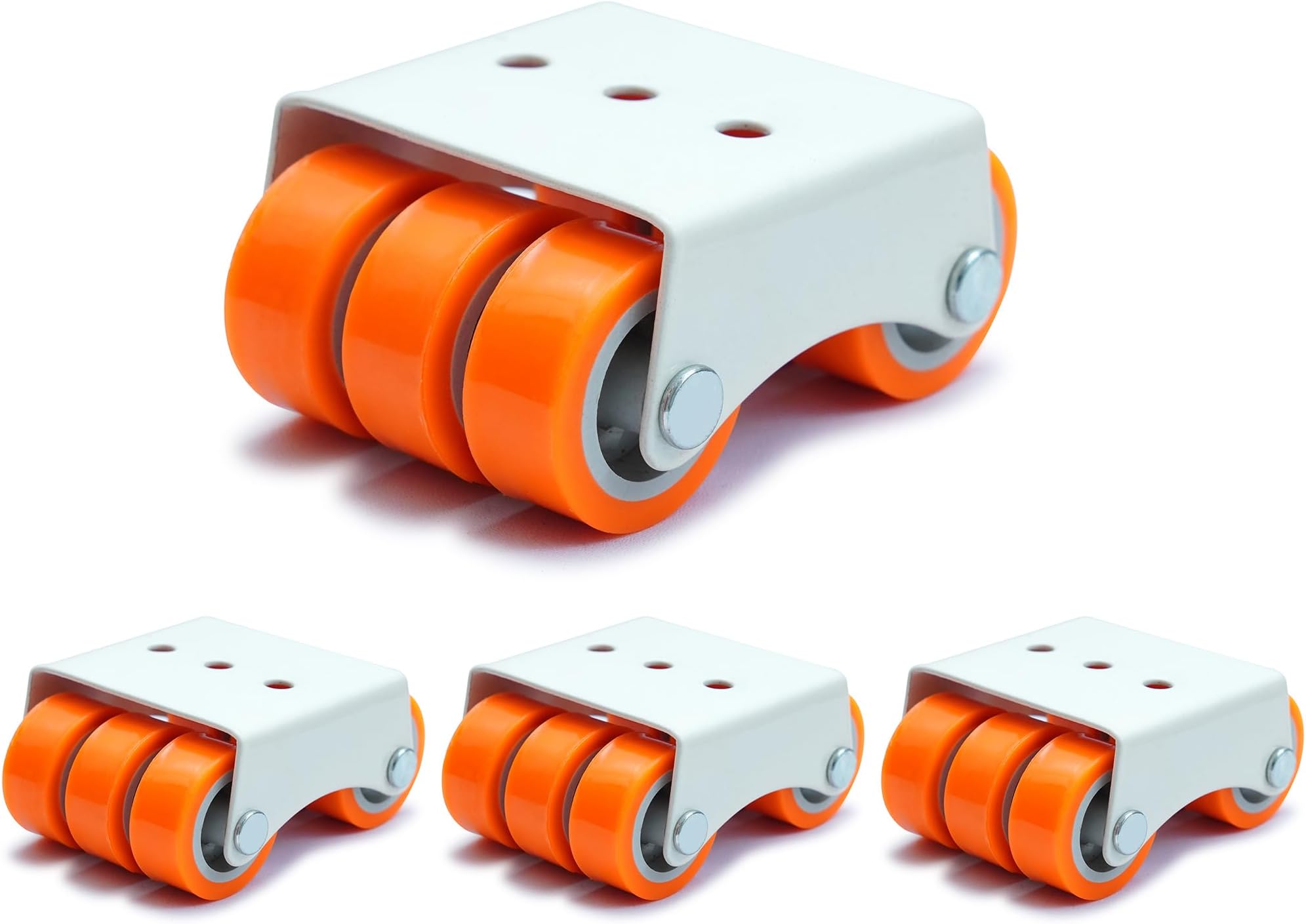 Caneuf 6-Wheel Fixed Castor Wheels โ Orange, 50mm Low-Height Nylon Trolley Wheels for Furniture โ Heavy-Duty Caster Set of 4, Load Capacity 300 kg โ Ideal for Home, Office & Industrial Use