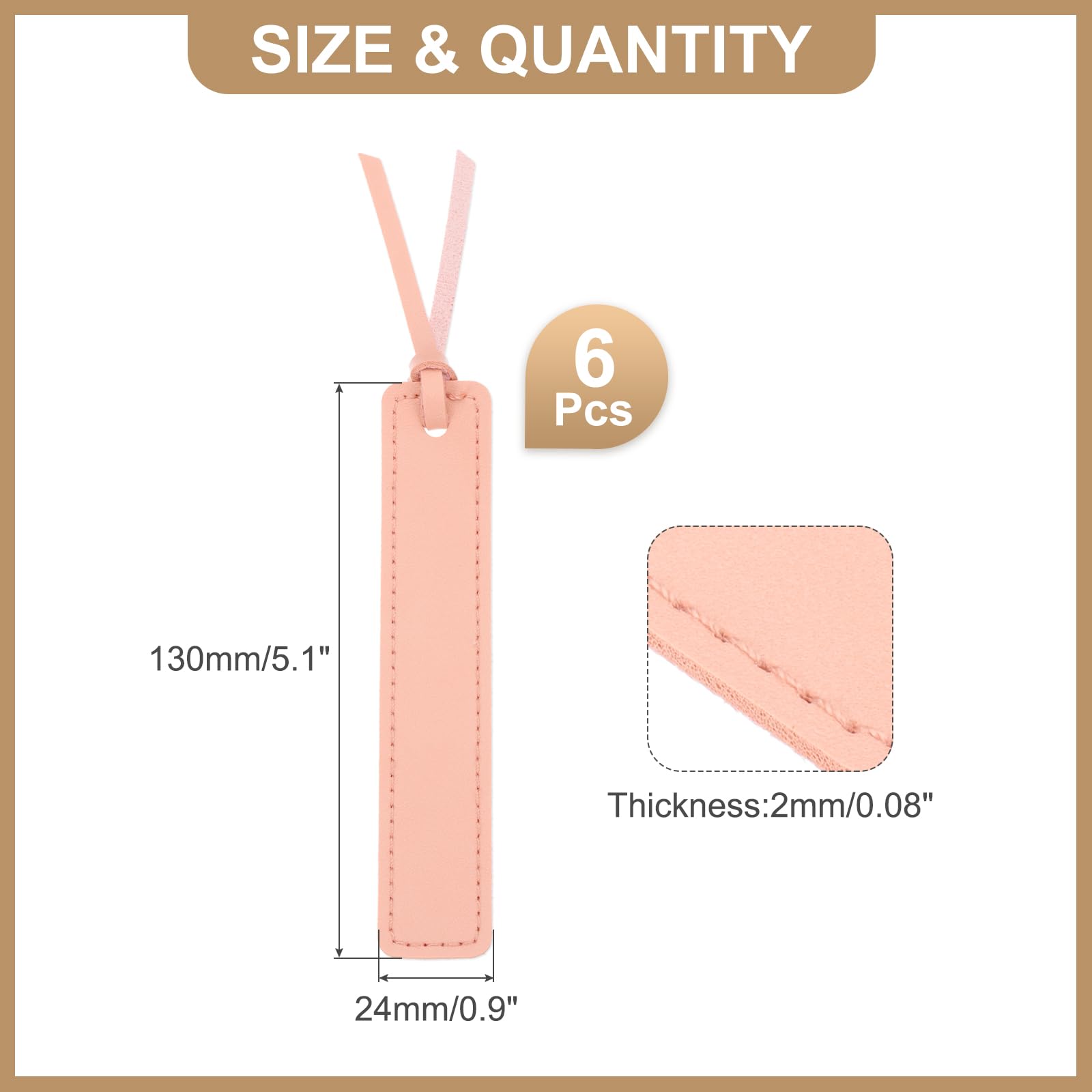 PATIKIL Leather Bookmarks, 6Pcs Rectangle Book Marks Page Markers for Book Reading Men Women Teacher Reader Book Lover Writers, Pink - Image 2