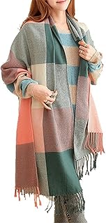 Bufanda Mujer Invierno Caliente Mantas Cozy Pashmina Chal Grande Larga Tartán Enrejado Mantón 200 x 60cm