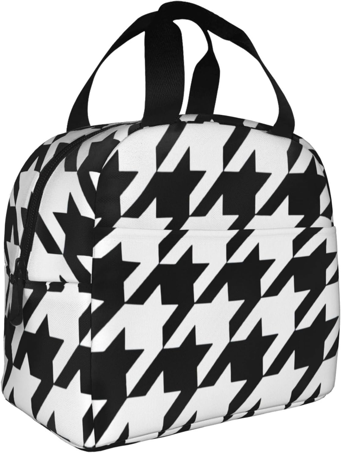 Houndstooth Black Print Lunch Box Adult for Women Men Reusable Insulated Lunch Tote Bag for Work Picnic image 2