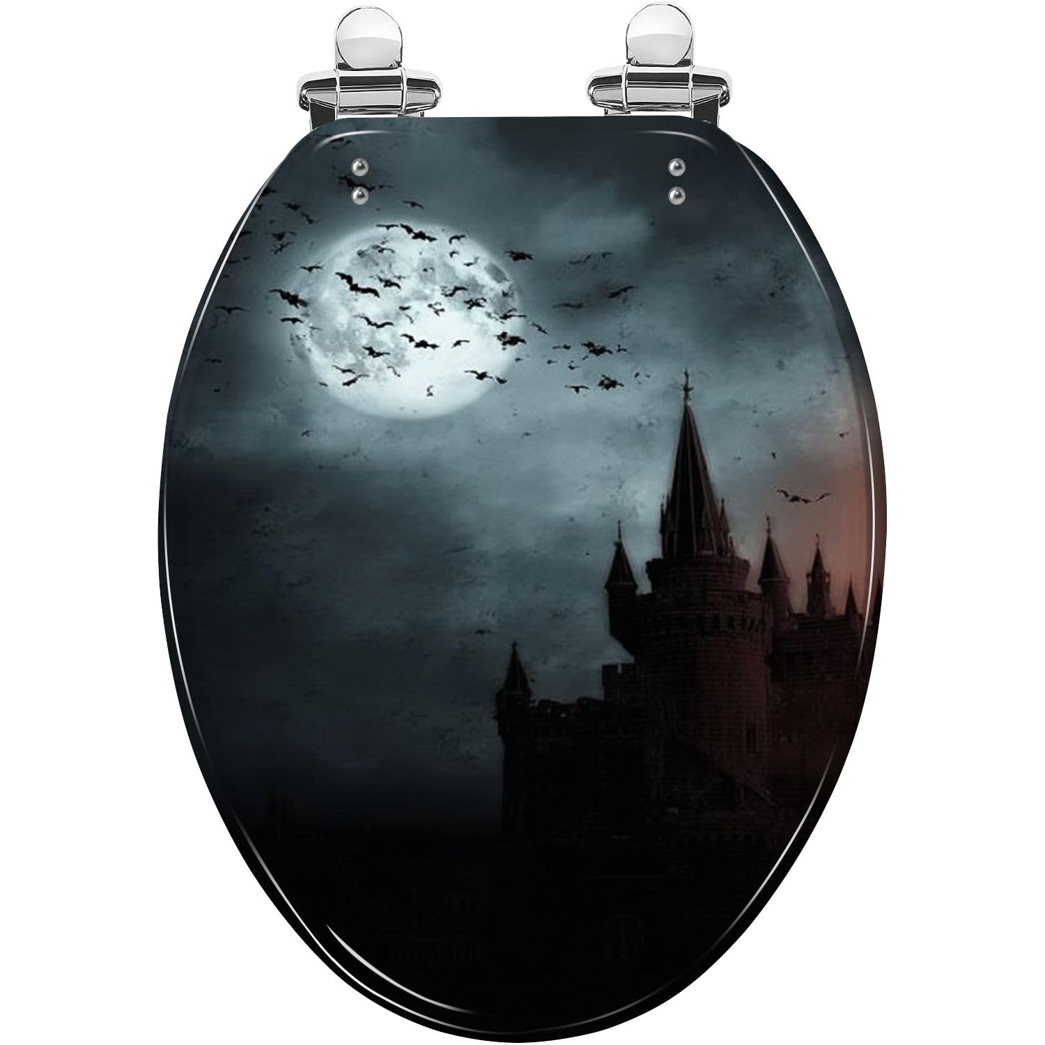 Tazyyzuu Multi4 Green Forest Fog Elongated Toilet Seat Resin Slow Close Lid Quick-Release Hinges Easy Clean(,18.5X14.5)