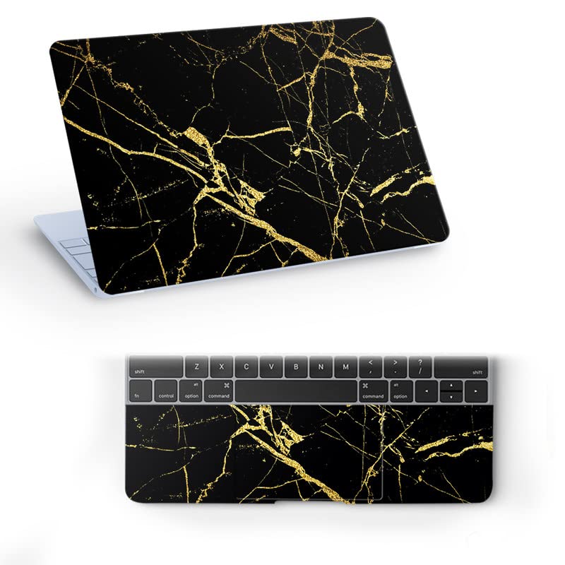 Galaxsia Black Marble D2 Top+Wrist Pad Vinyl Laptop Skin/Sticker/Cover for 17 to 17.3 Inches Laptops Laminated-Removable-HD Quality Compatible for Hp-Dell-Sony-Lenovo-Asus etc.(16.5x11 Inches)