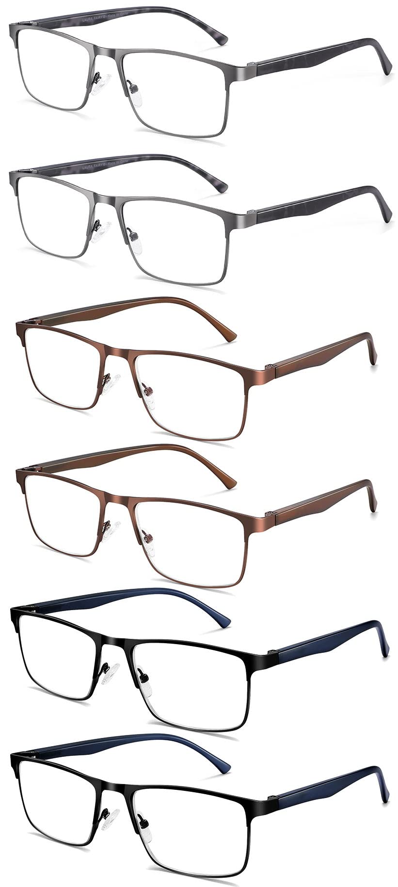 LAURA FAIRY Reading Glasses for Men - Spring Hinge - Comfortable metal reading glasses Blue Light Blocking Computer UV-Eye Strain-Glare Glasses for