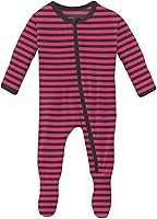 Vista 120 de KicKee Baby & Toddler - Pijama de viscosa ultrasuave de bambú con patas abatibles y puños