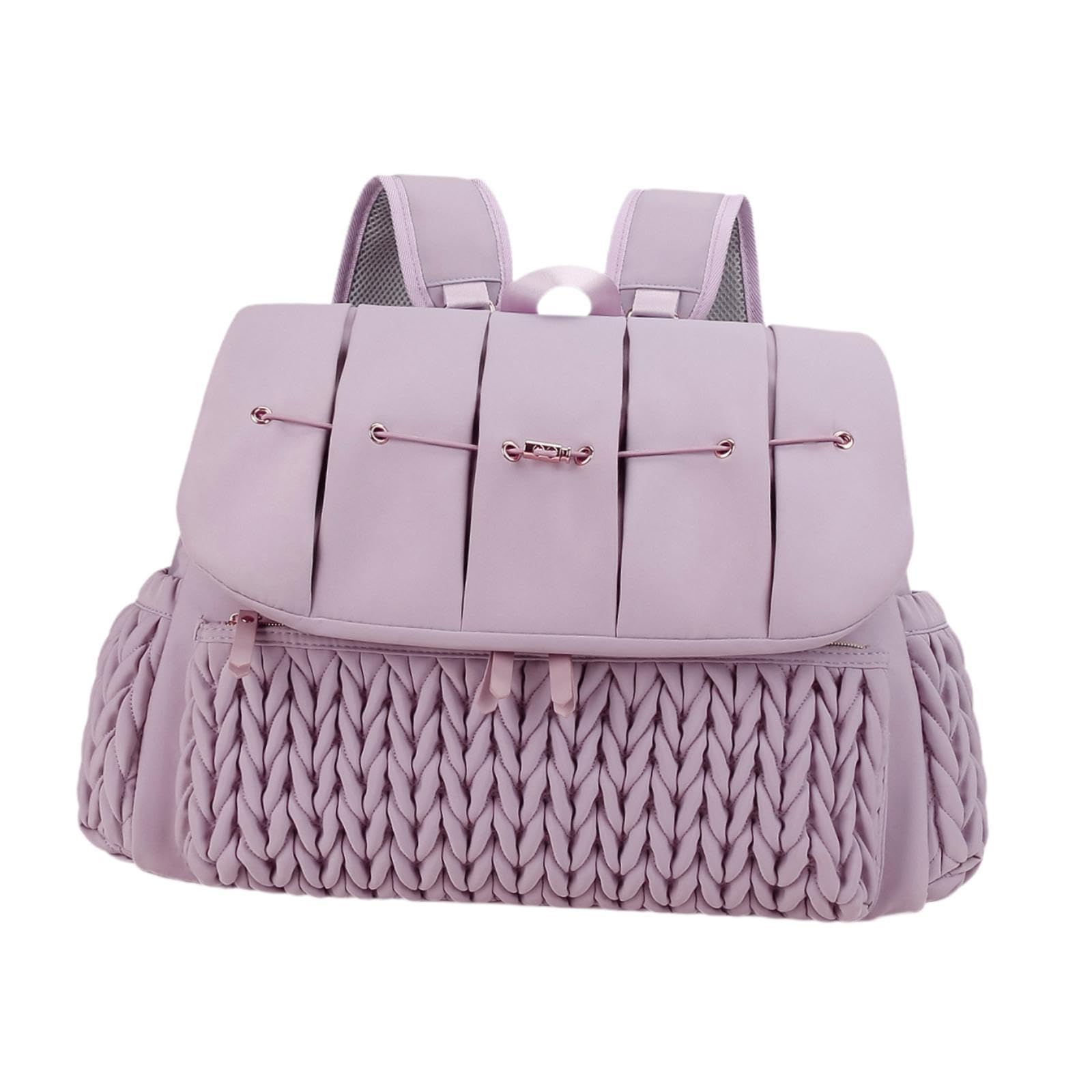 Windelrucksack Wickeltasche Babytasche Muttirucksack Multifunktionsrucksack Wasserdicht Polyester Großräumig mit Vielen Fächern für Fläschchen Spielze, Lila