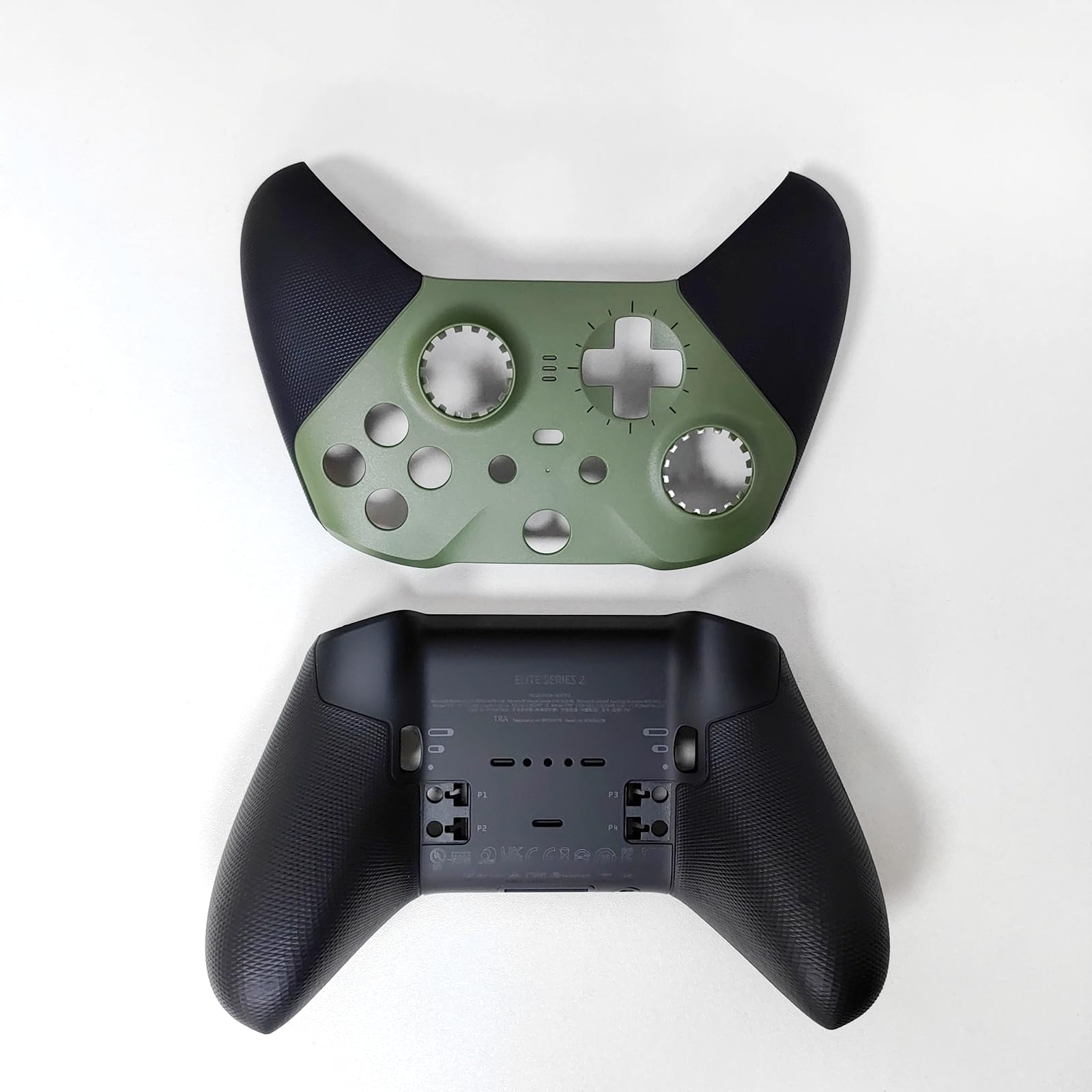 Hzxkqmil Coque de Remplacement Boîtier Avant et Arrière Étui de Couvercle Personnalisée Accessoires pour Xbox Manette Elite Series 2, Vert Armée + Noir