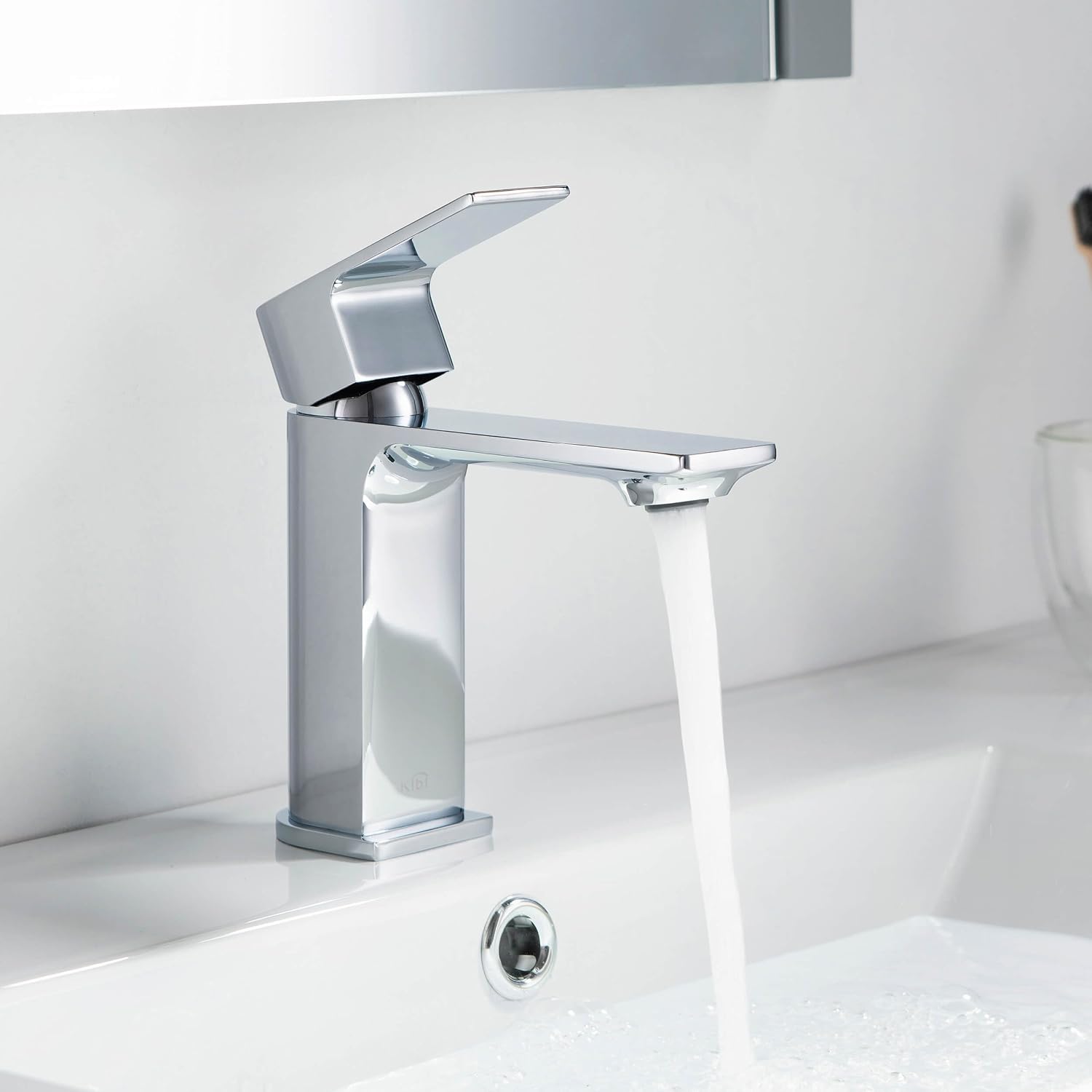 KIBI Mirage Single Handle Bathroom Sink Faucet | Solid Brass High Arc Spout | Durable and Scratch-Resistant Faucet with Easy Installation - Chrome Finish, KBF1001