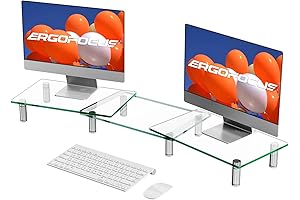 Dual Monitor Stand Riser, Glass Monitor Riser