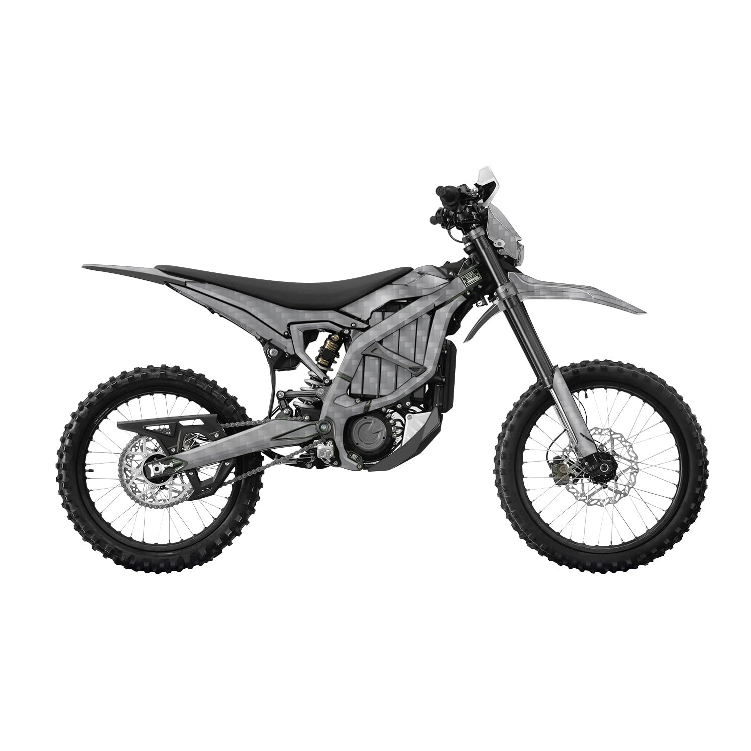Carbon Fiber Surron Ultra Bee Graphics Kit Wrap - Solid Gray - Sur-Ron Skin - Premium 3M Vinyl Protective Wrap Decal Cover - Easy to Apply | Crafted in The USA by MightySkins