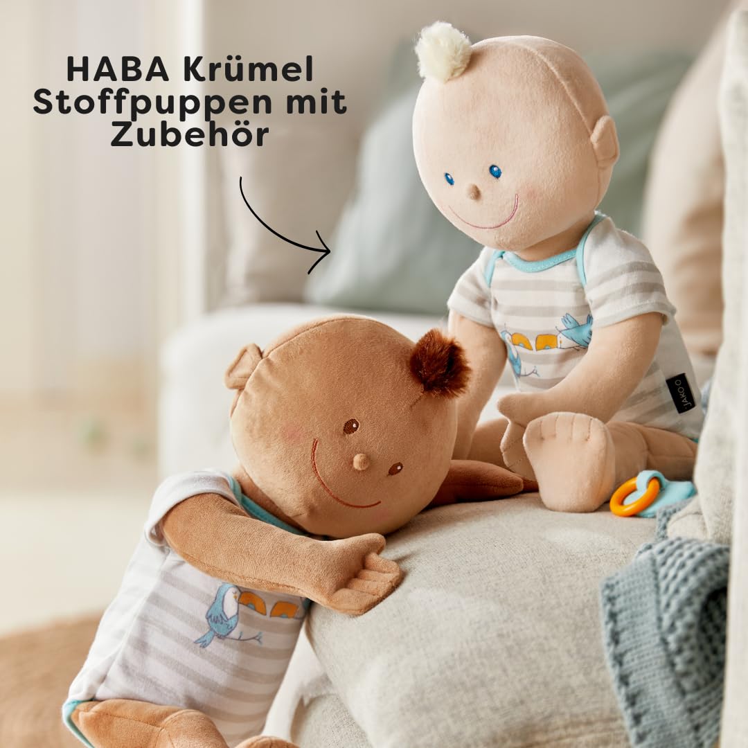HABA Kruszki lalka niemowlęca, beżowa, z magnetycznym smoczkiem i korpusem do wymiany, prawie tak duża jak prawdziwe dziecko, prezent z okazji narodzin dziecka – 1759294001