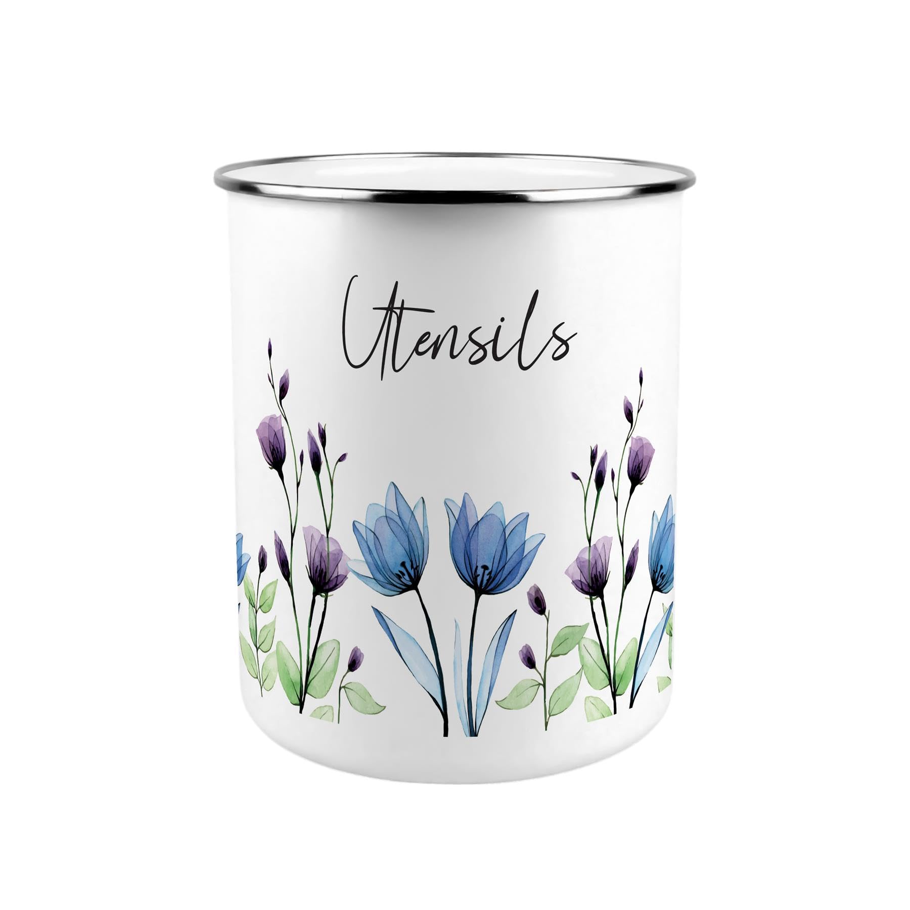 Blooming Lovely Utensil Pot - Enamel XL Kitchen Utensil Organiser Decor Gift