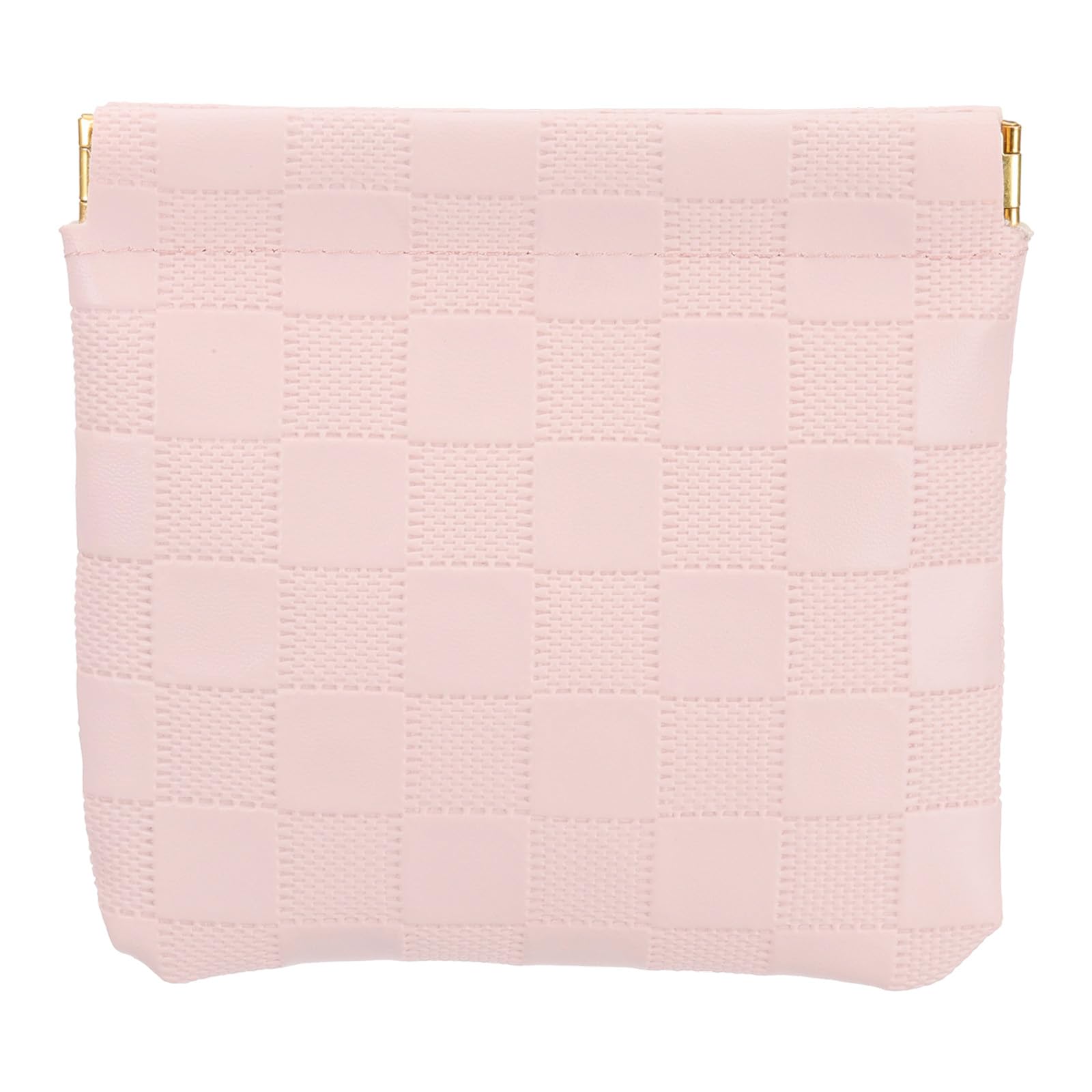 PATIKIL Small Snap Closure Pouches for Purse 4.5"x4.7" Mini Waterproof Leather Checkered Makeup Bag Portable No Zipper Self-Closing Travel Pocket Organizer Pouch Cosmetic Bag