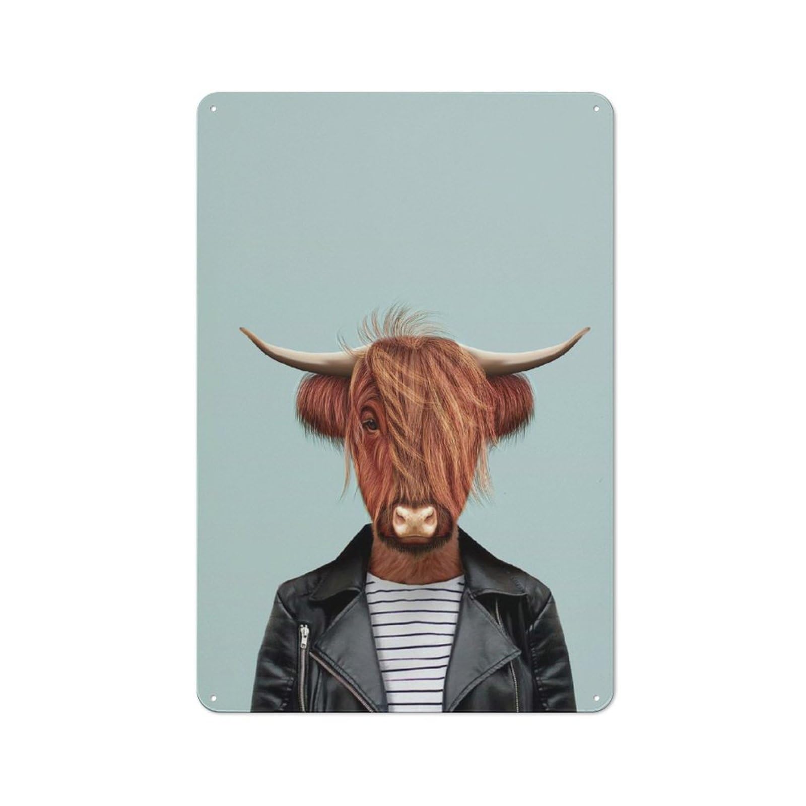 Junmoney Style-14 Highland Cattle Cow Nostalgic Metal Wall Decor 30X20cm, Vintage Tin Sign For Living Room, Hallway, Kitchen Or Cafe