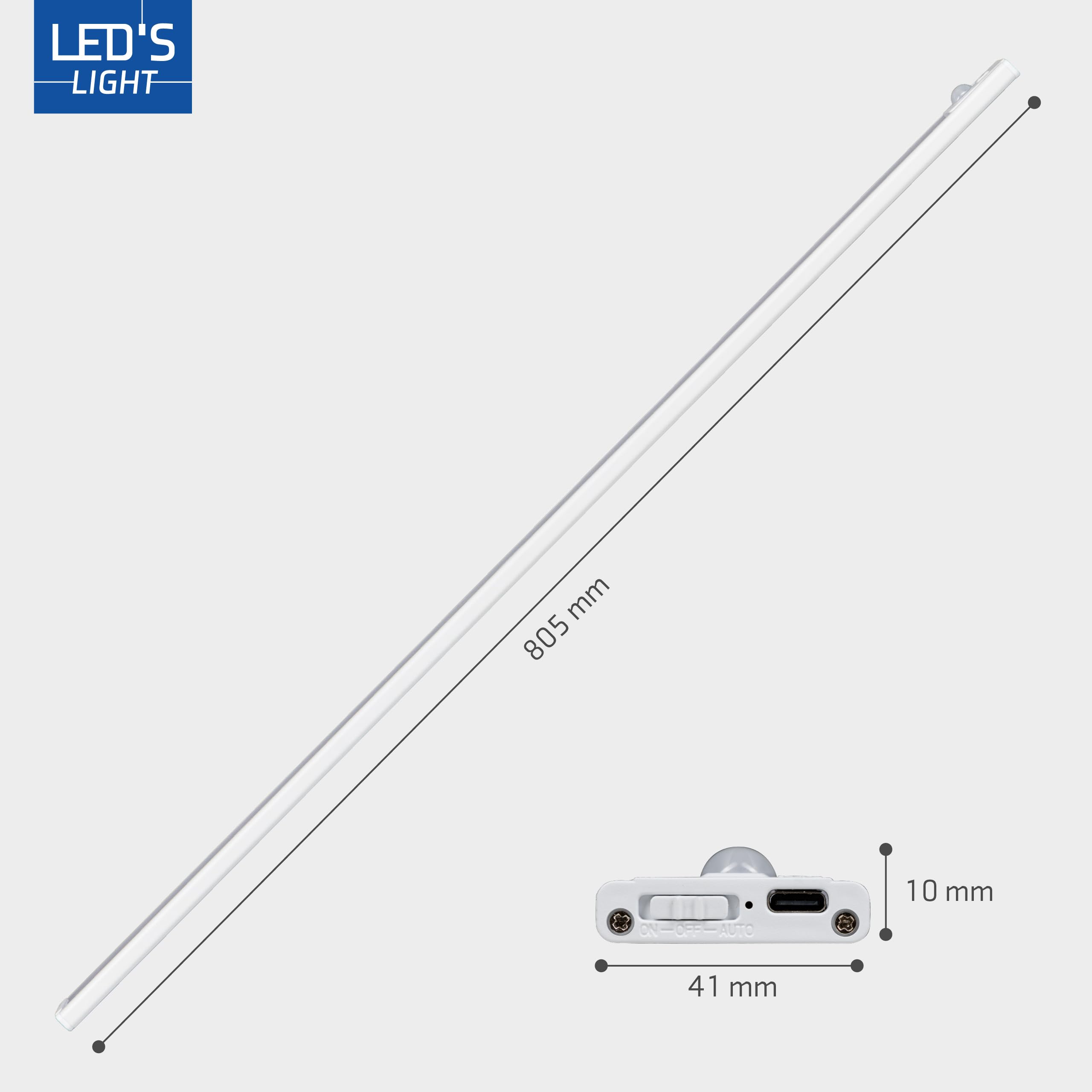 LED's light Unterbauleuchte 80cm Schrankleuchte 4W mit Bewegungssensor Winksensor Akku USB-C dimmbar CCT warmweiß neutralweiß kaltweiß Magnethalter - 2 Stück