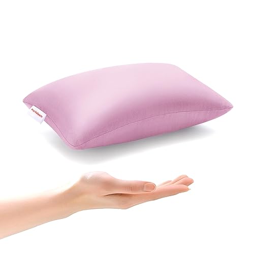 Pro Goleem Almohada pequeña de 11 x 6 x 2.5 pulgadas, almohadas pequeñas para dormir y viajar, mini almohada con etiqueta de nombre, almohada