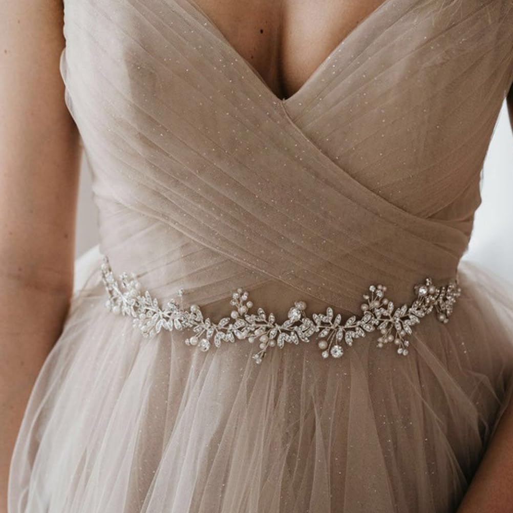 PRETYZOOM Bridal Rhinestone Wedding Dress Belt Sash 23.62 Inch Diamond Applique Waistband for Bridesmaid Formal Occasion Accessories - Image 2