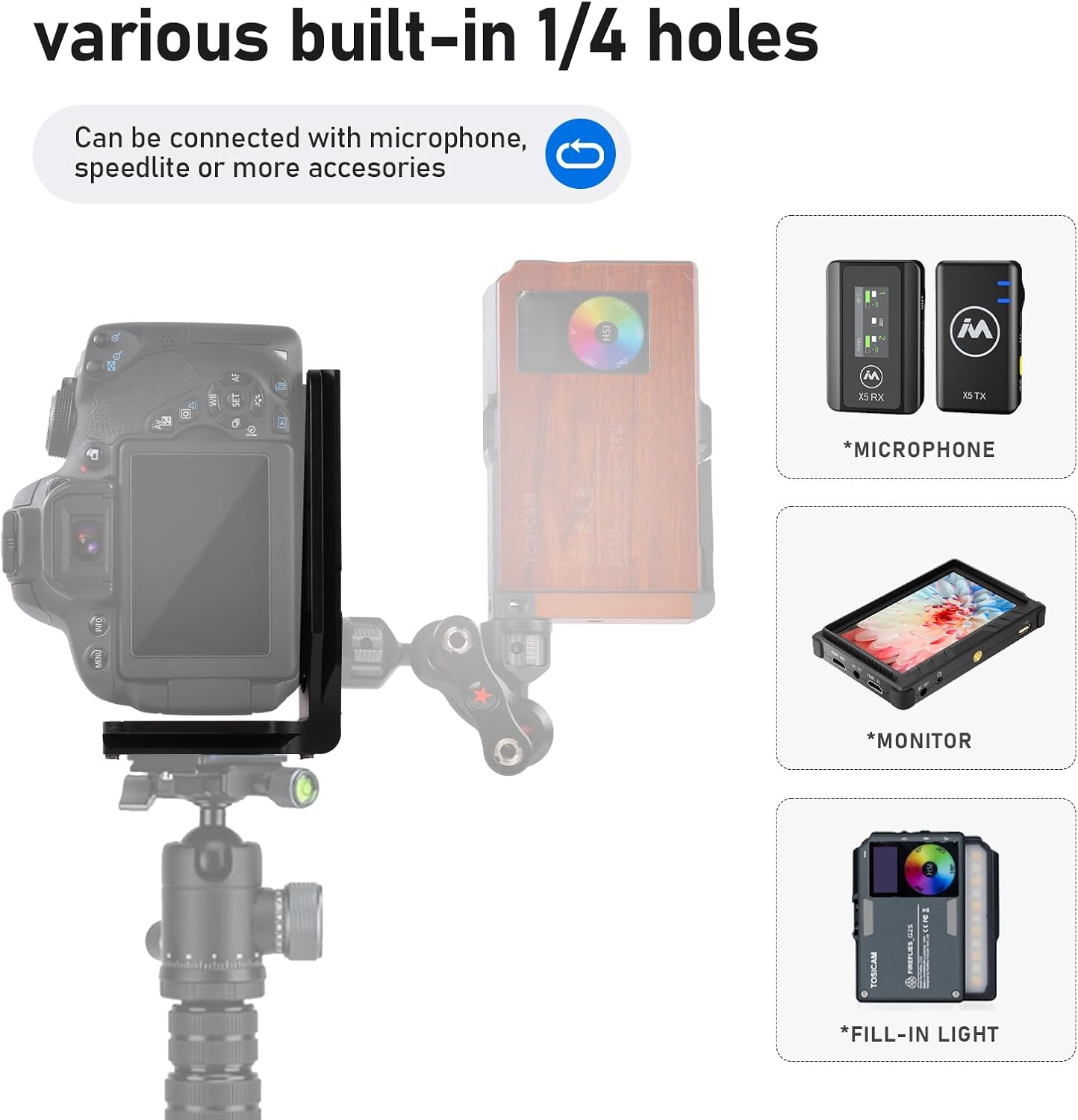 (Real Single one Piece) L Bracket Camera for DSLR Vertical Horizontal Switching Tripod Quick Release Plate Compatible with Canon Nikon Sony DJI Osmo Ronin Zhiyun Stabilizer Tripod Monopod - Image 4