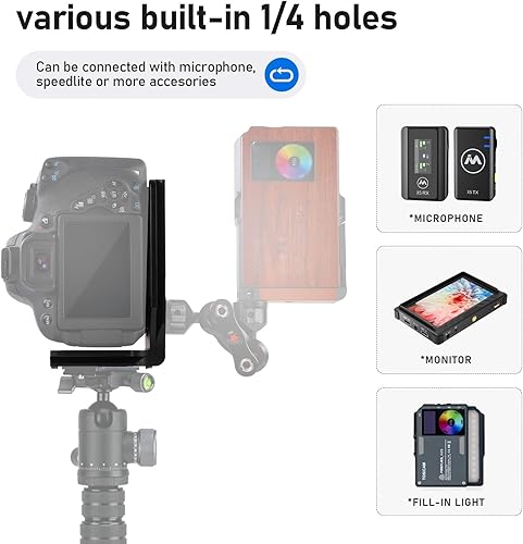 Miniatura 4 de Cámara con soporte en L para DSLR vertical horizontal Trípode de liberación rápida Compatible con Canon Nikon Sony DJI Osmo Ronin Zhiyun