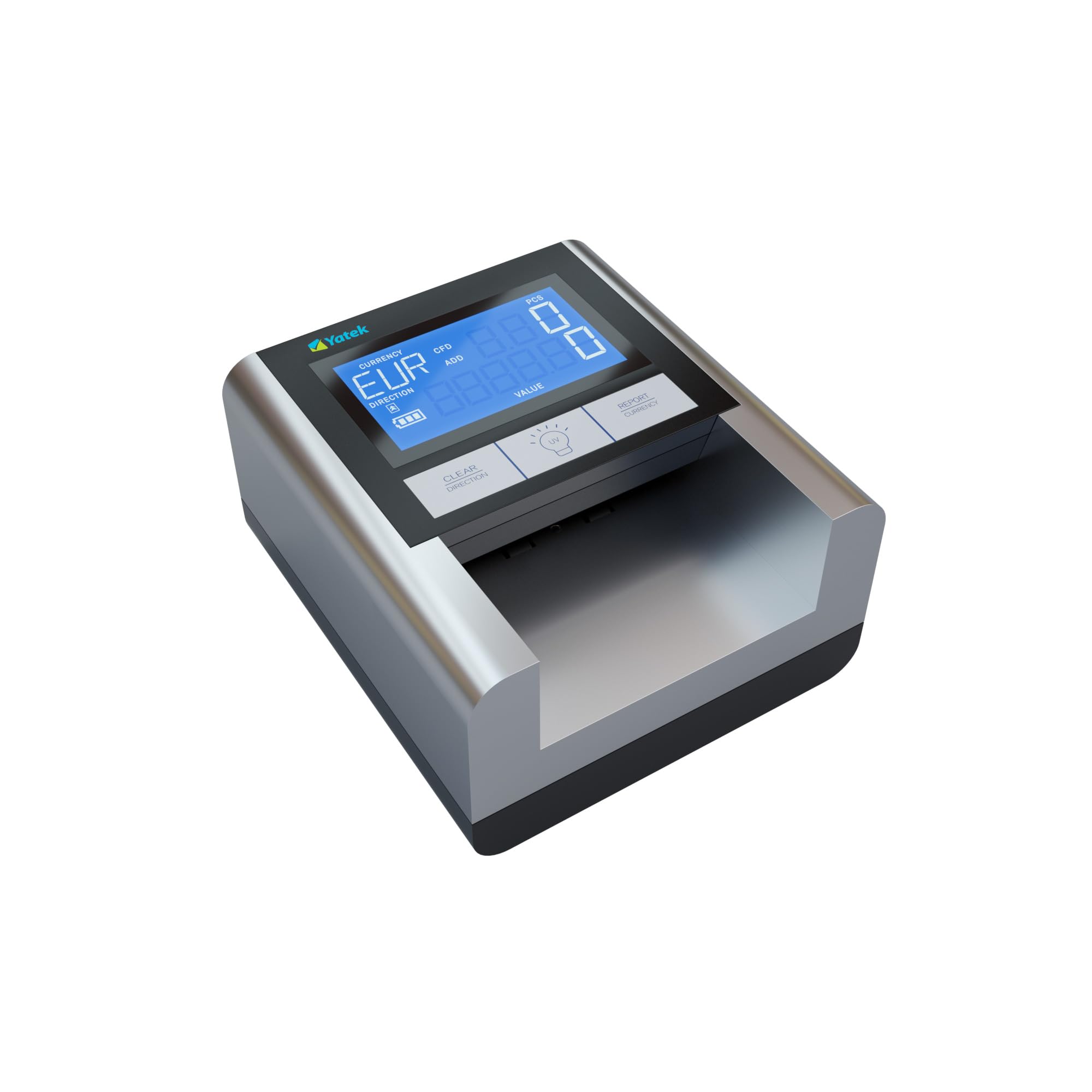 YATEK Rilevatore di banconote false EC500 con batteria inclusa e lampada UV per rilevamento assegni e carte di credito, pronto per tutte le nuove banconote Euro
