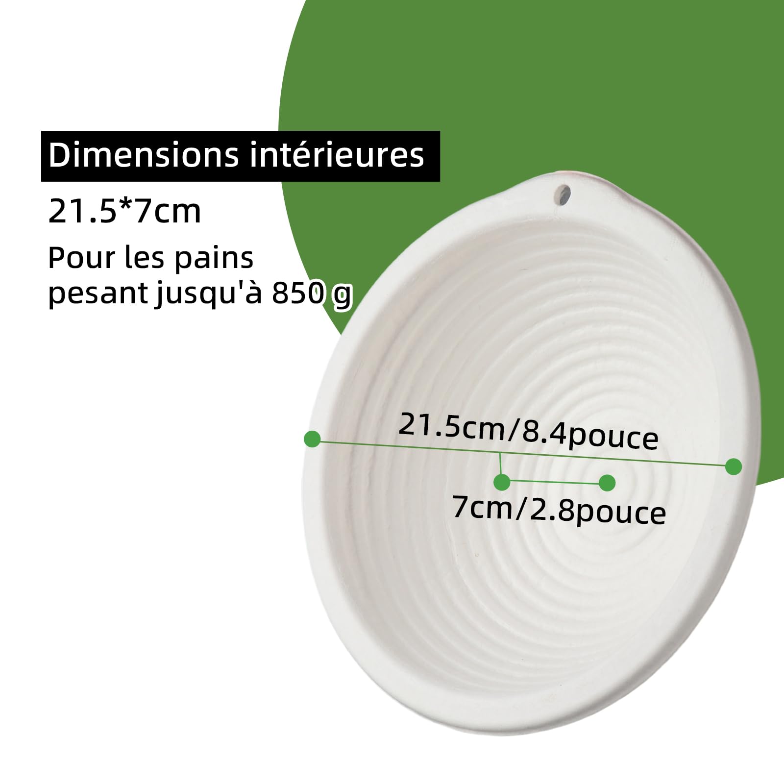 6 paniers de fermentation en pulpe 21,5 cm + 6 chemises en lin - Banneton pour pain au levain, idéal pour boulangerie maison et professionnelle