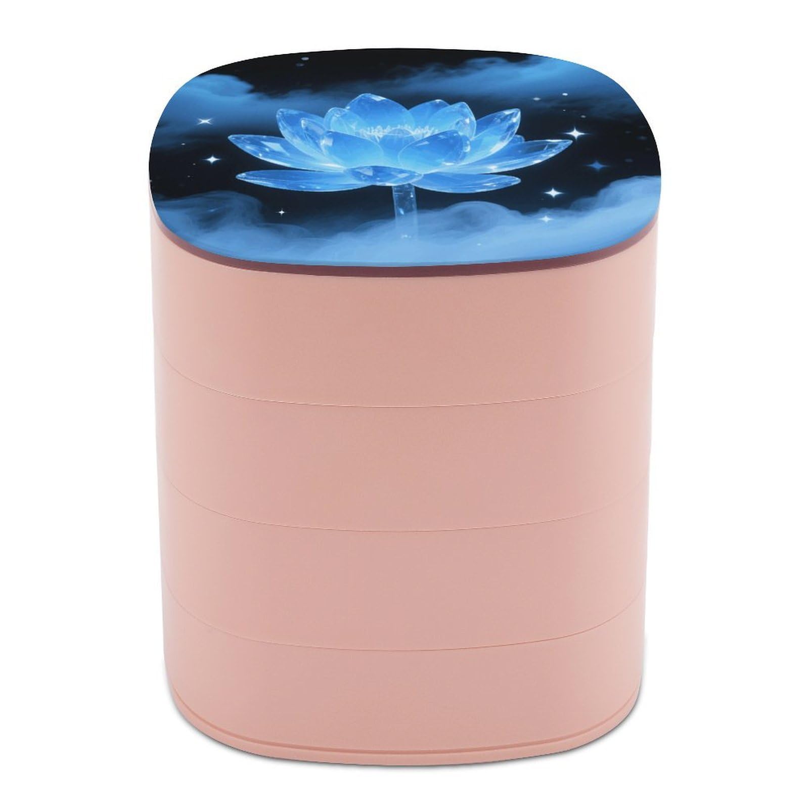 VstaDank Flowers Jewelry Box with Mirror 4-Layer Rotating Jewelry Tray Case Portable Jewelry Case Trinket Boxes Trinket Cases Travel Jewelry Organizer Earrings Storage Box