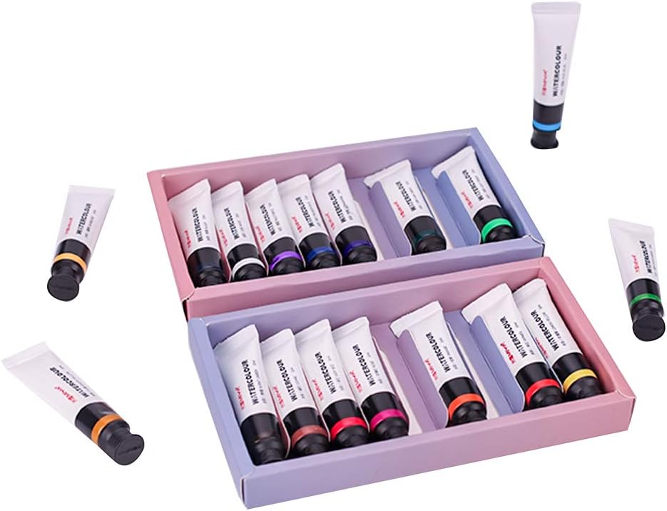 MIYA Watercolor Painting Tube Set 12/18 Colors - Monochromatic Tube Sketch Portable Non Toxic No Added Environmental for Adult/Kids/Beginners, Drawing Kits for Canvas Super Easy to Enjoy (18 Color)