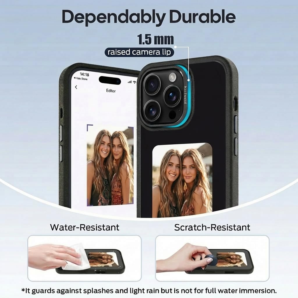 Smart Ink Phone Case for iPhone 16 Pro Max – 4.0″ HD E Ink Phone Case with NFC, Customizable Digital Phone Case & Changing Picture Display, MagSafe Compatible, Wireless Charging Support – Black