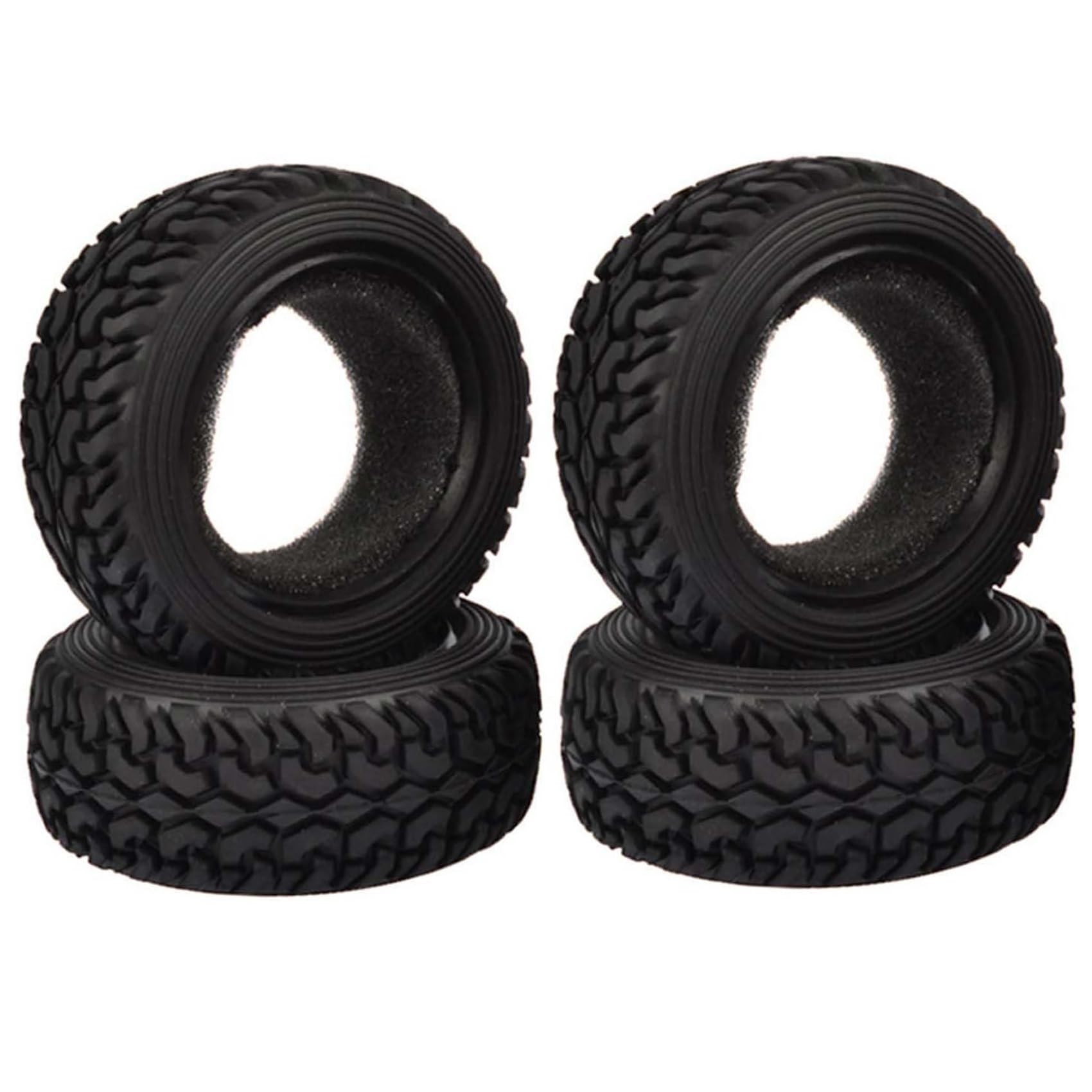 KINGCOO 1/10 RC Car Tyres on the Road, Pack of 4 RC Car Rubber Tyres with Foam Inserts Tyres for 1:10 RC On Road Runflating Touring Racing Car for Tamiya HSP HPI Kyosho (L-75 mm) — image 1