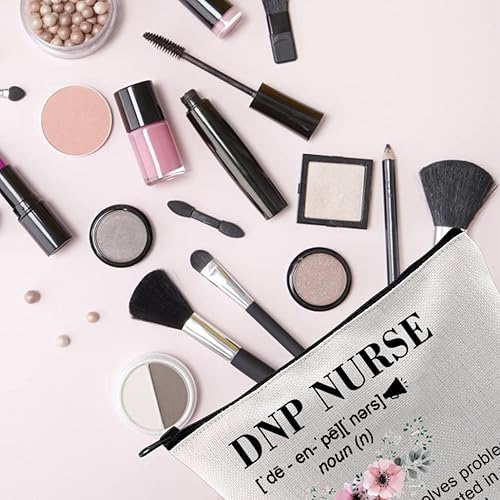 Miniatura 5 de TSOTMO Regalo de doctor en práctica de enfermería, regalo de graduación para escuela de enfermería, bolsa de maquillaje con cremallera DNP, Beige,