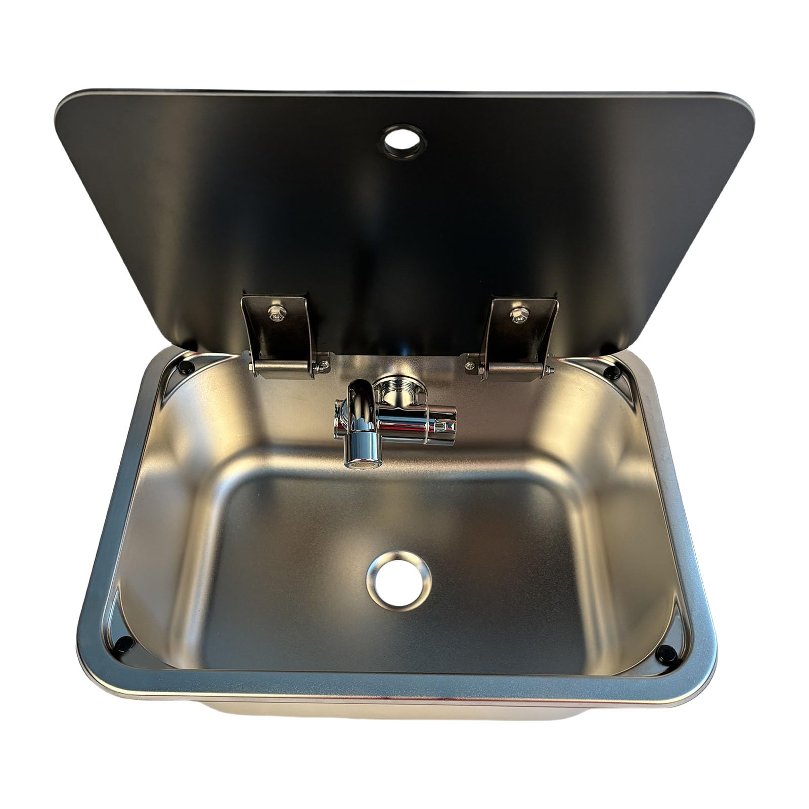 Évier carré encastrable en acier inoxydable pour bateau et camping-car avec cuve profonde